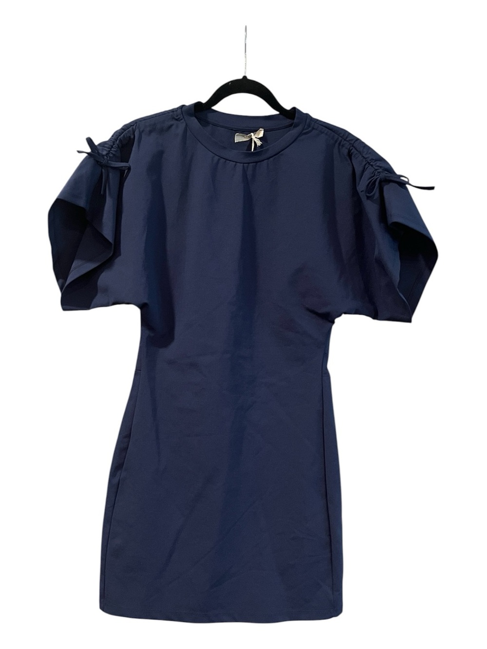 Women's Navy Tie-Accent Short Sleeve Mini Dress